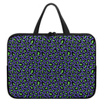 Purple And Green Leopard Pattern Print Laptop Sleeve With Handle