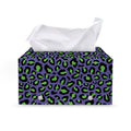 Purple And Green Leopard Pattern Print Leather Tissue Box Cover