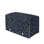 Purple And Green Leopard Pattern Print Leather Tissue Box Cover