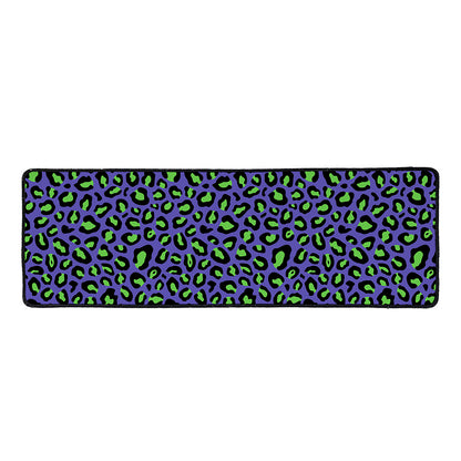 Purple And Green Leopard Pattern Print Long Kitchen Mat