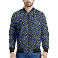 Purple And Green Leopard Pattern Print Men's Bomber Jacket