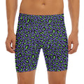 Purple And Green Leopard Pattern Print Men's Long Boxer Briefs