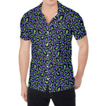 Purple And Green Leopard Pattern Print Men's Shirt