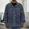 Purple And Green Leopard Pattern Print Men's Shirt Jacket