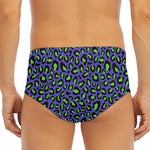 Purple And Green Leopard Pattern Print Men's Triangle Swim Briefs