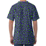 Purple And Green Leopard Pattern Print Men's Velvet T-Shirt