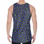 Purple And Green Leopard Pattern Print Men's Velvet Tank Top