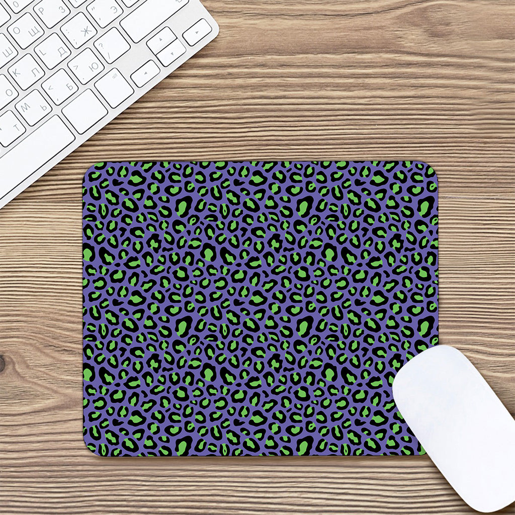 Purple And Green Leopard Pattern Print Mouse Pad