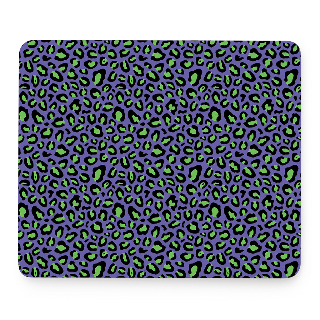Purple And Green Leopard Pattern Print Mouse Pad