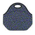 Purple And Green Leopard Pattern Print Neoprene Lunch Bag