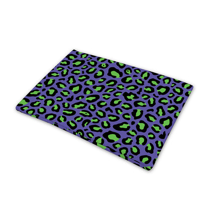 Purple And Green Leopard Pattern Print Pet Cooling Mat Cover