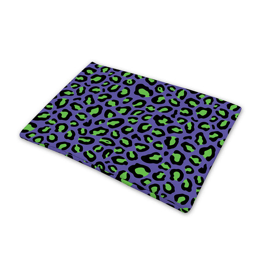 Purple And Green Leopard Pattern Print Pet Cooling Mat Cover