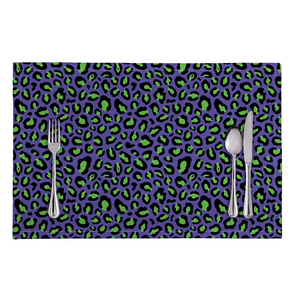 Purple And Green Leopard Pattern Print Placemat