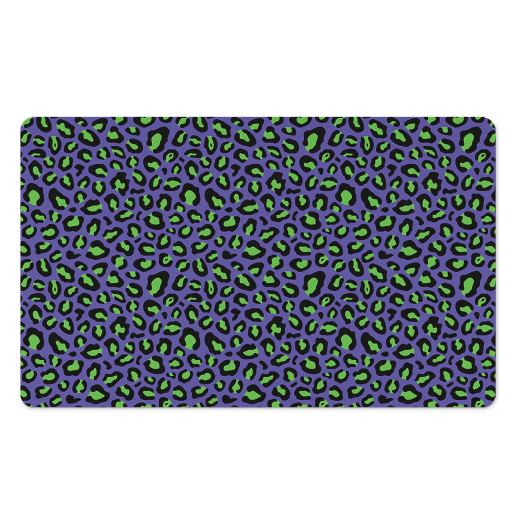 Purple And Green Leopard Pattern Print Polyester Doormat