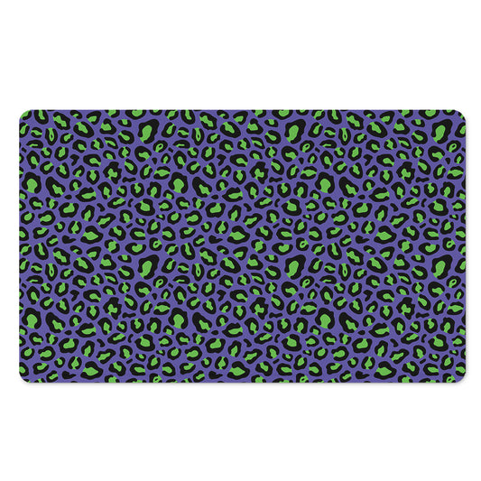 Purple And Green Leopard Pattern Print Polyester Doormat