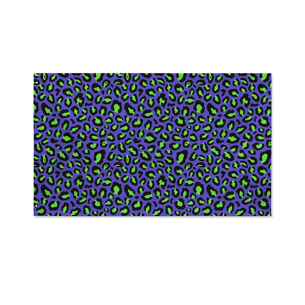 Purple And Green Leopard Pattern Print Polyester Flag