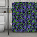 Purple And Green Leopard Pattern Print Polyester Shower Curtain