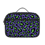Purple And Green Leopard Pattern Print Portable Lunch Bag
