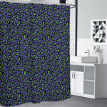 Purple And Green Leopard Pattern Print Premium Shower Curtain