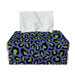 Purple And Green Leopard Pattern Print Rectangle Tissue Box Cover