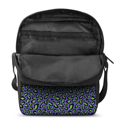 Purple And Green Leopard Pattern Print Rectangular Crossbody Bag