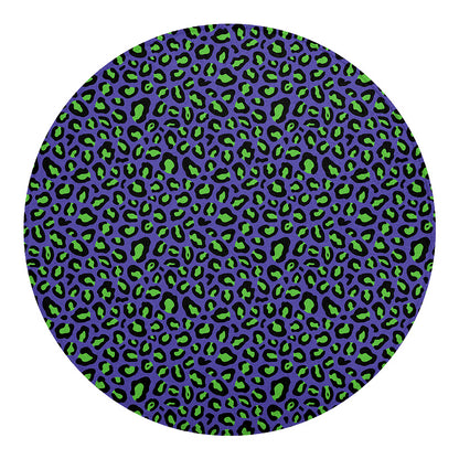 Purple And Green Leopard Pattern Print Round Blanket