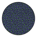 Purple And Green Leopard Pattern Print Round Floor Mat