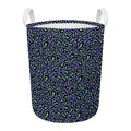 Purple And Green Leopard Pattern Print Round Laundry Basket