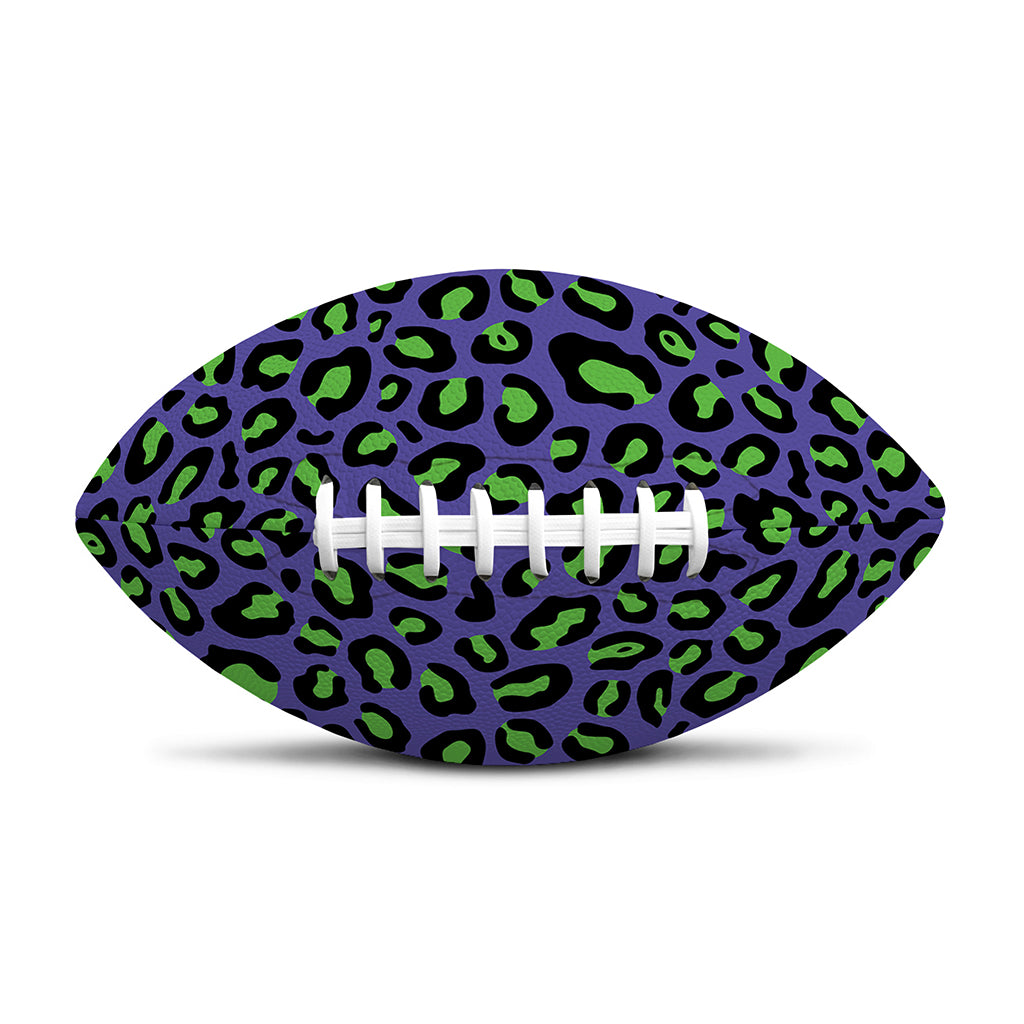 Purple And Green Leopard Pattern Print Rugby Ball