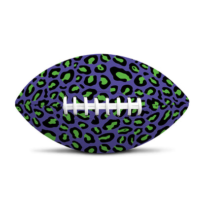 Purple And Green Leopard Pattern Print Rugby Ball