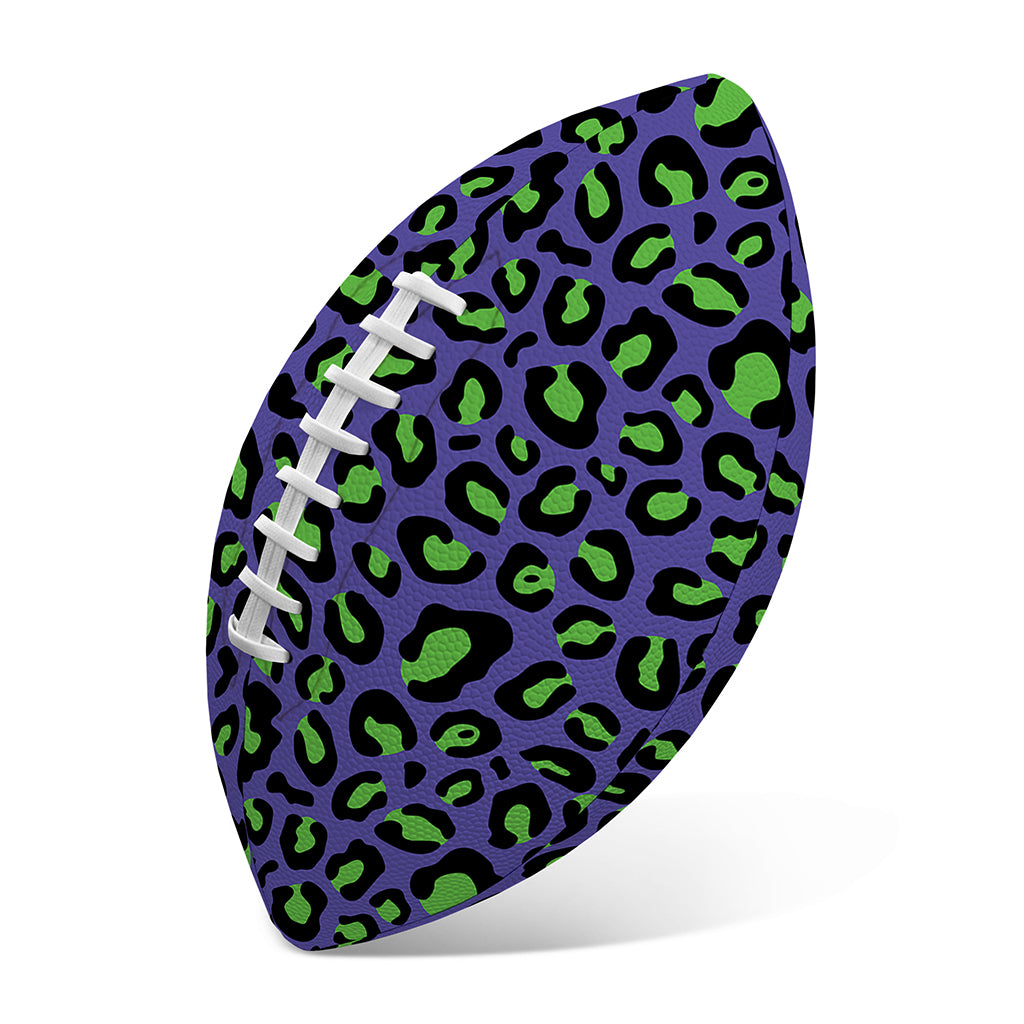 Purple And Green Leopard Pattern Print Rugby Ball