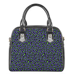 Purple And Green Leopard Pattern Print Shoulder Handbag