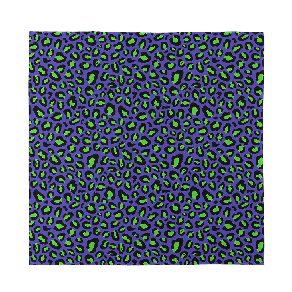 Purple And Green Leopard Pattern Print Silk Bandana