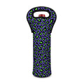 Purple And Green Leopard Pattern Print Single Neoprene Wine Tote
