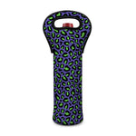 Purple And Green Leopard Pattern Print Single Neoprene Wine Tote