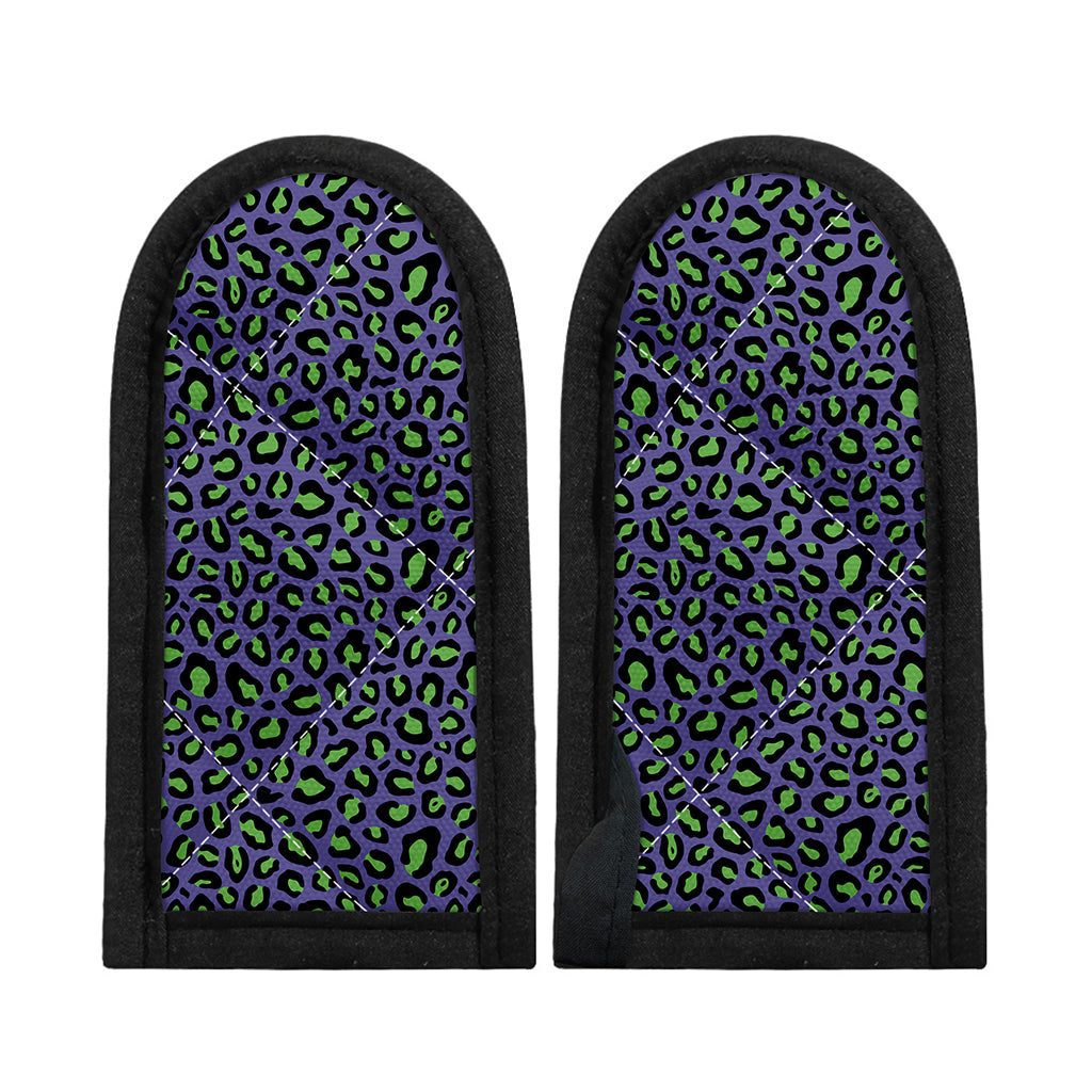 Purple And Green Leopard Pattern Print Skillet Handle Cover