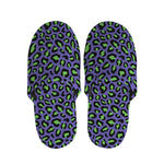 Purple And Green Leopard Pattern Print Slippers