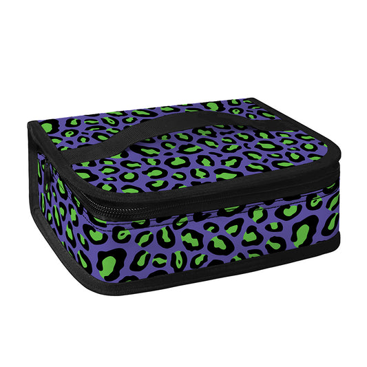 Purple And Green Leopard Pattern Print Small Lunch Bag