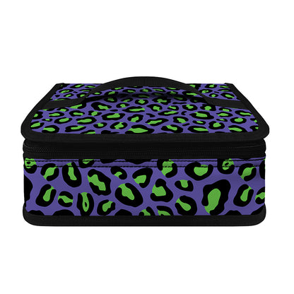 Purple And Green Leopard Pattern Print Small Lunch Bag