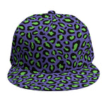 Purple And Green Leopard Pattern Print Snapback Cap