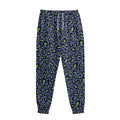 Purple And Green Leopard Pattern Print Sweatpants