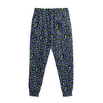 Purple And Green Leopard Pattern Print Sweatpants