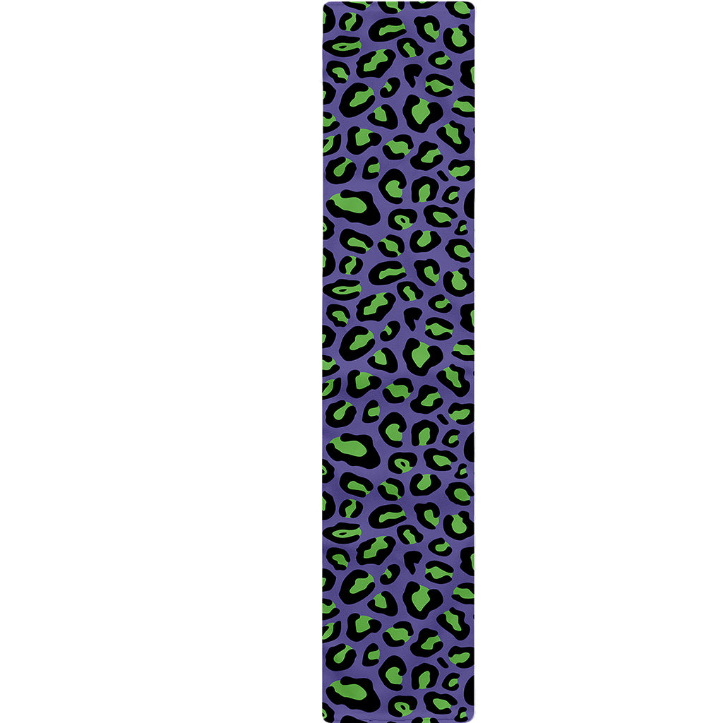 Purple And Green Leopard Pattern Print Table Runner