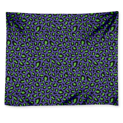 Purple And Green Leopard Pattern Print Tapestry