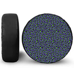 Purple And Green Leopard Pattern Print Tire Cover
