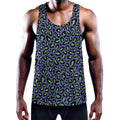 Purple And Green Leopard Pattern Print Men's Workout Tank Top