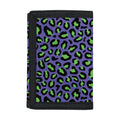 Purple And Green Leopard Pattern Print Trifold Wallet