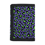 Purple And Green Leopard Pattern Print Trifold Wallet