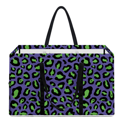 Purple And Green Leopard Pattern Print Utility Tote Bag