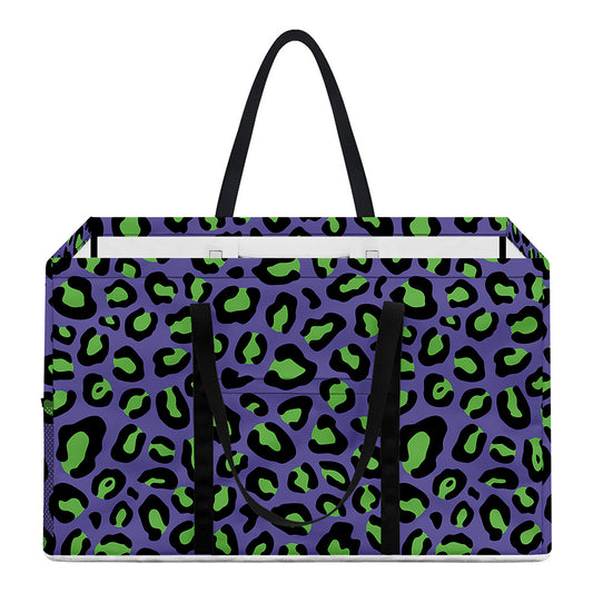 Purple And Green Leopard Pattern Print Utility Tote Bag